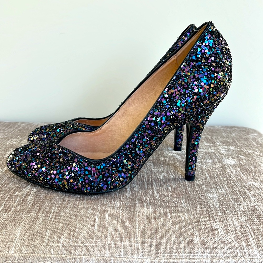 Steven By Steve Madden Black Glitter Heels